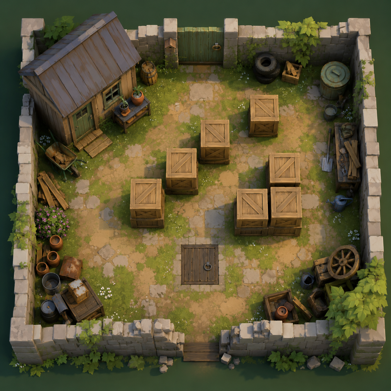 Square concept artwork for a tiny enclosed puzzle world.